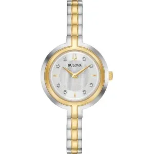 Γυναικείο ρολόι BULOVA 98P193 Diamond Collection Rhapsody από ανοξείδωτο ατσάλι με ασημί καντράν και μπρασελέ.
