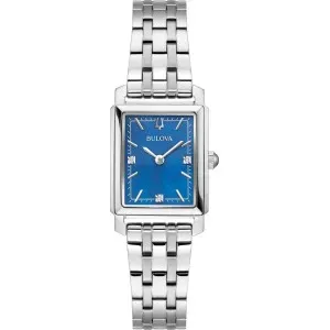 Γυναικείο ρολόι BULOVA 96P245 Sutton Diamonds από ανοξείδωτο ατσάλι με μπλε φίλντισι καντράν και μπρασελέ.