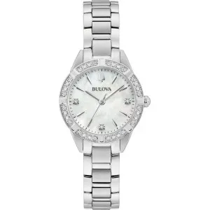 Γυναικείο ρολόι BULOVA 96R253 Sutton Diamonds από ανοξείδωτο ατσάλι με φίλντισι καντράν και μπρασελέ.