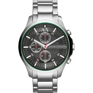 Ανδρικό ρολόι ARMANI EXCHANGE AX2163 Hampton Chronograph από ανοξείδωτο ατσάλι με μαύρο καντράν και μπρασελέ.