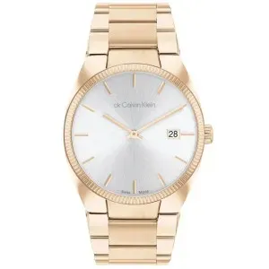 Γυναικείο ρολόι CALVIN KLEIN 25000068 SENSUAL SWISS MADE από ανοξείδωτο ατσάλι με ασημί καντράν και ροζ χρυσό μπρασελέ.