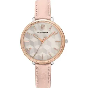 Γυναικείο ρολόι PIERRE LANNIER 027L795 Mirage από ανοξείδωτο ατσάλι με γκρι καντράν και ροζ δερμάτινο λουράκι.