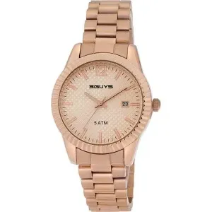 Γυναικείο ρολόι 3GUYS 3G56003 Classic με ροζ χρυσό καντράν και μπρασελέ.