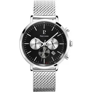 Ανδρικό ρολόι PIERRE LANNIER 221F131 Baron Chronograph από ανοξείδωτο ατσάλι με μαύρο καντράν και μπρασελέ.