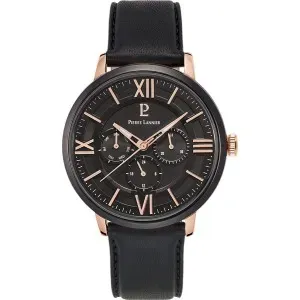 Ανδρικό ρολόι PIERRE LANNIER 254C433 Gents από ανοξείδωτο ατσάλι με μαύρο καντράν και μαύρο δερμάτινο λουράκι.