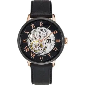 Ανδρικό ρολόι PIERRE LANNIER 324B433 Gents Automatic από ανοξείδωτο ατσάλι με μαύρο δερμάτινο λουράκι.