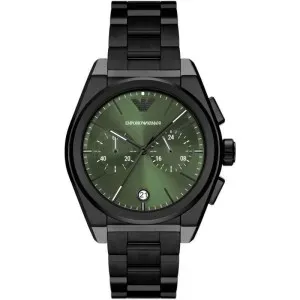 Ανδρικό ρολόι Emporio Armani AR11562 Federico από ανοξείδωτο ατσάλι με πράσινο καντράν και μαύρο μπρασελέ.