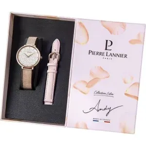 Γυναικείο ρολόι PIERRE LANNIER 360G908 Eolia Gift Set από ανοξείδωτο ατσάλι με λευκό καντράν κα μπρασελέ.