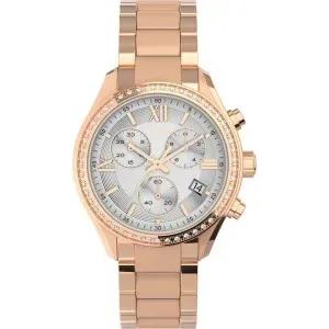 Γυναικείο ρολόι TIMEX TW2V57900 Dress Crystals Chronograph με ασημί καντράν και μπρασελέ.