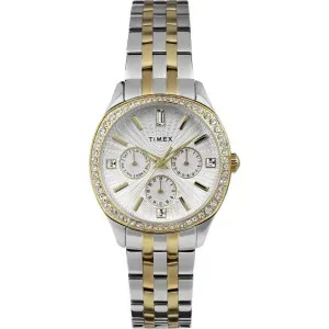 Γυναικείο ρολόι TIMEX TW2W17900 Trend Ariana Crystals με ασημί καντράν και μπρασελέ.