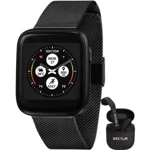 Ρολόι SECTOR R3253158015 S-04 Smartwatch Gift Set με μαύρο μπρασελέ.