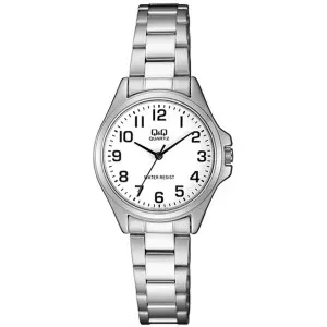 Γυναικείο ρολόι Q&Q QA07J204Y με λευκό καντράν και ασημί μπρασελέ.