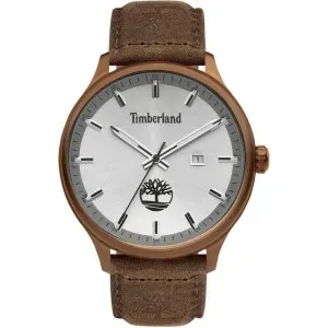 Ανδρικό ρολόι Timberland TDWGB2102203 Southford από ανοξείδωτο ατσάλι με γκρι καντράν και καφέ δερμάτινο λουράκι.
