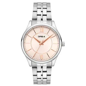 Γυναικείο ρολόι DAS.4 2031100382 από ανοξείδωτο ατσάλι με ροζ καντράν και μπρασελέ.