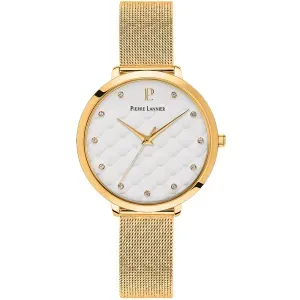 Γυνακείο ρολόι PIERRE LANNIER 030M502 Grace από ανοξείδωτο ατσάλι με λευκό καντράν και χρυσό μπρασελέ.