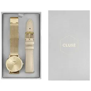 Γυναικείο ρολόι CLUSE CG10206 Gift Box Minuit από ανοξείδωτο ατσάλι με χρυσό καντράν και μπρασελέ.