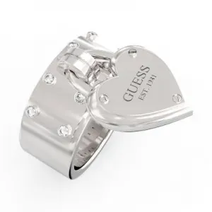 GUESS STEEL ALL YOU NEED IS LOVE JUBR04205JWRH54 Δαχτυλίδι Ασημένιο Με Καρδιά Με Λογότυπο