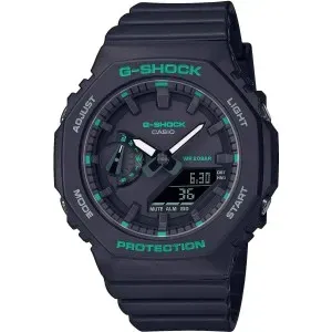 Ανδρικό ρολόι GMA-S2100GA-1AER CASIO G-Shock με ψηφιακό καντράν και μαύρο καουτσούκ λουράκι.