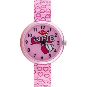 Παιδικό ρολόι LEE COOPER LC.K.3.088 με ροζ καντράν και ροζ υφασμάτινο λουράκι.