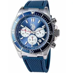 Ανδρικό ρολόι U. S. Polo Assn. USP7025BL Edward με μπλε καντράν και μπλε καουτσούκ λουράκι.