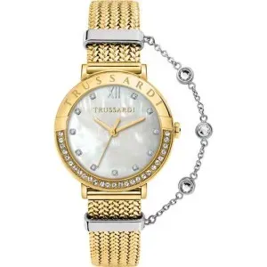 Γυναικείο ρολόι Trussardi R2453125508 T-Vision με φίλντισι καντράν και χρυσό μπρασελέ.