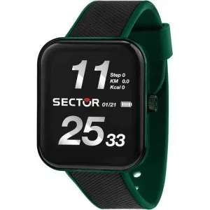 Ανδρικό ρολόι SECTOR R3251171001 Smartwatch S-03 Pro Light με ψηφιακό καντράν και μαύρο-πράσινο καουτσούκ λουράκι.