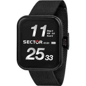 Ανδρικό ρολόι SECTOR R3251171002 Smartwatch S-03 Pro Light με ψηφιακό καντράν και μαύρο μπρασελέ.