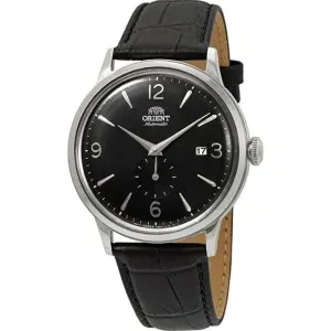 Ανδρικό ρολόι Orient RA-AP0005B Classic Automatic από ανοξείδωτο ατσάλι με μαύρο καντράν και μαύρο δερμάτινο λουράκι.