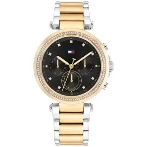 Γυναικείο ρολόι Tommy Hilfiger 1782702 Emily από ανοξείδωτο ατσάλι με μαύρο καντράν και ασημί-χρυσό μπρασελέ.