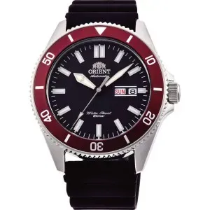 Ανδρικό ρολόι Orient RA-AA0011B Sports Automatic από ανοξείδωτο ατσάλι με μαύρο καντράν και μαύρο καουτσούκ λουράκι.