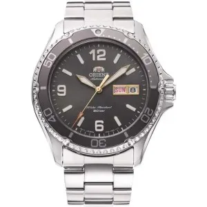 Ανδρικό ρολόι Orient RA-AA0819N Sports Diver Automatic από ανοξείδωτο ατσάλι με γκρι καντράν και ασημί μπρασελέ.