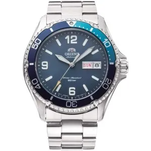 Ανδρικό ρολόι Orient RA-AA0818L Sports Diver Automaticαπό ανοξείδωτο ατσάλι με γαλάζιο καντράν και ασημί μπρασελέ.