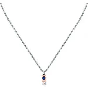 MASERATI NECKLACE JM334AXO06 Ανδρικό Κολιέ Δίχρωμο Με Μπλε Πέτρα