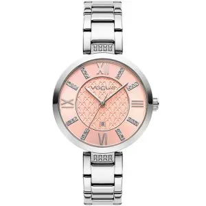 Γυναικείο ρολόι VOGUE 613882 Sweet από ανοξείδωτο ατσάλι με ροζ καντράν και ασημί μπρασελέ.