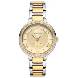 Γυναικείο ρολόι VOGUE 613962 Elegant από ανοξείδωτο ατσάλι με χρυσό καντράν και ασημί-χρυσό μπρασελέ.