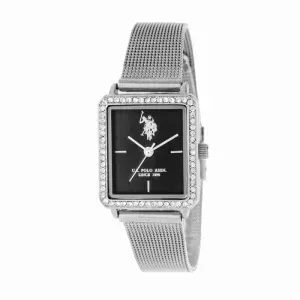 Γυναικείο ρολόι U. S. Polo Assn. USP8134BK Juliette με μαύρο καντράν και ασημί μπρασελέ