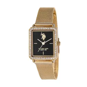Γυναικείο ρολόι U. S. Polo Assn. USP8157YG Juliette με μαύρο καντράν και χρυσό μπρασελέ.