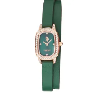 Γυναικείο ρολόι U. S. Polo Assn. USP8251GR Bridget με πράσινο καντράν και πράσινο δερμάτινο λουράκι.