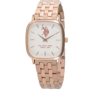 Γυναικείο ρολόι U. S. Polo Assn. USP8238RG Keira με λευκό καντράν και ροζ χρυσό μπρασελέ.