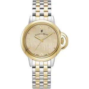 Γυναικείο ρολόι JACQUES DU MANOIR JWL02502 Inspiration από ανοξείδωτο ατσάλι με χρυσό φίλντισι καντράν και ασημί-χρυσό μπρασελέ.