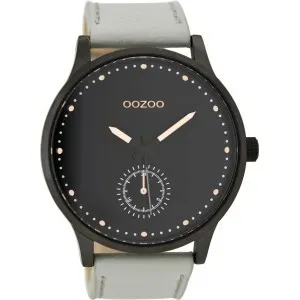 Ρολόι OOZOO C9006 Timepieces Μαύρο με Γκρί Δερμάτινο Λουράκι