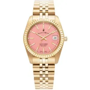 Γυναικείο ρολόι JACQUES DU MANOIR JWL02903 Inspiration από ανοξείδωτο ατσάλι με ροζ καντράν και χρυσό μπρασελέ.