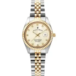 Γυναικείο ρολόι JACQUES DU MANOIR JWL01201 Inspiration από ανοξείδωτο ατσάλι με χρυσό καντράν και ασημί-χρυσό μπρασελέ.