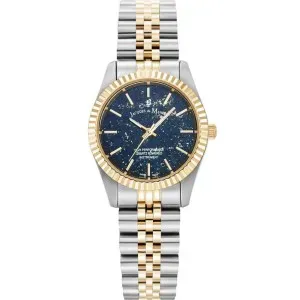 Γυναικείο ρολόι JACQUES DU MANOIR JWL03102 Inspiration από ανοξείδωτο ατσάλι με μπλε καντράν και ασημί-χρυσό μπρασελέ.
