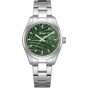 Γυναικείο ρολόι JCOU JU19074-1 Palmira από ανοξείδωτο ατσάλι με πράσινο καντράν κα μπρασελέ.