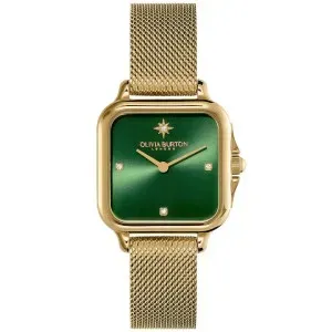 Γυναικείο ρολόι Olivia Burton 24000087 Grosvenor από ανοξείδωτο ατσάλι με πράσινο καντράν και χρυσό μπρασελέ.