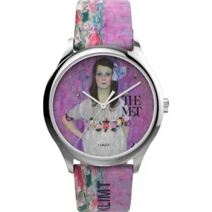 Γυναικείο ρολόι TIMEX TW2W24900 Lab x The Met Klimt με πολύχρωμο καντράν και πολύχρωμο δερμάτινο λουράκι.