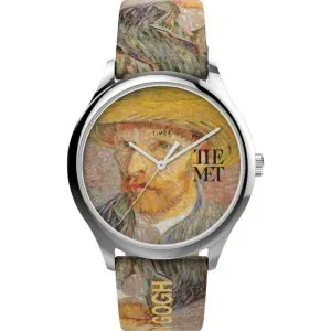 Ρολόι TIMEX TW2W25100 Lab x The Met Van Gogh με πολύχρωμο καντράν και πολύχρωμο δερμάτινο λουράκι.