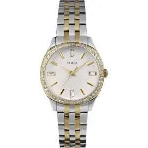 Γυναικέιο ρολόι Timex TW2W17700 Trend Ariana με ασημί καντράν και ασημί-χρυσό μπρασελέ.