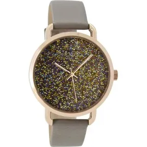 Ρολόι OOZOO C9103 Timepieces Μπέζ-Γκρί με Ροζ Χρυσό με Δερμάτινο Λουράκι